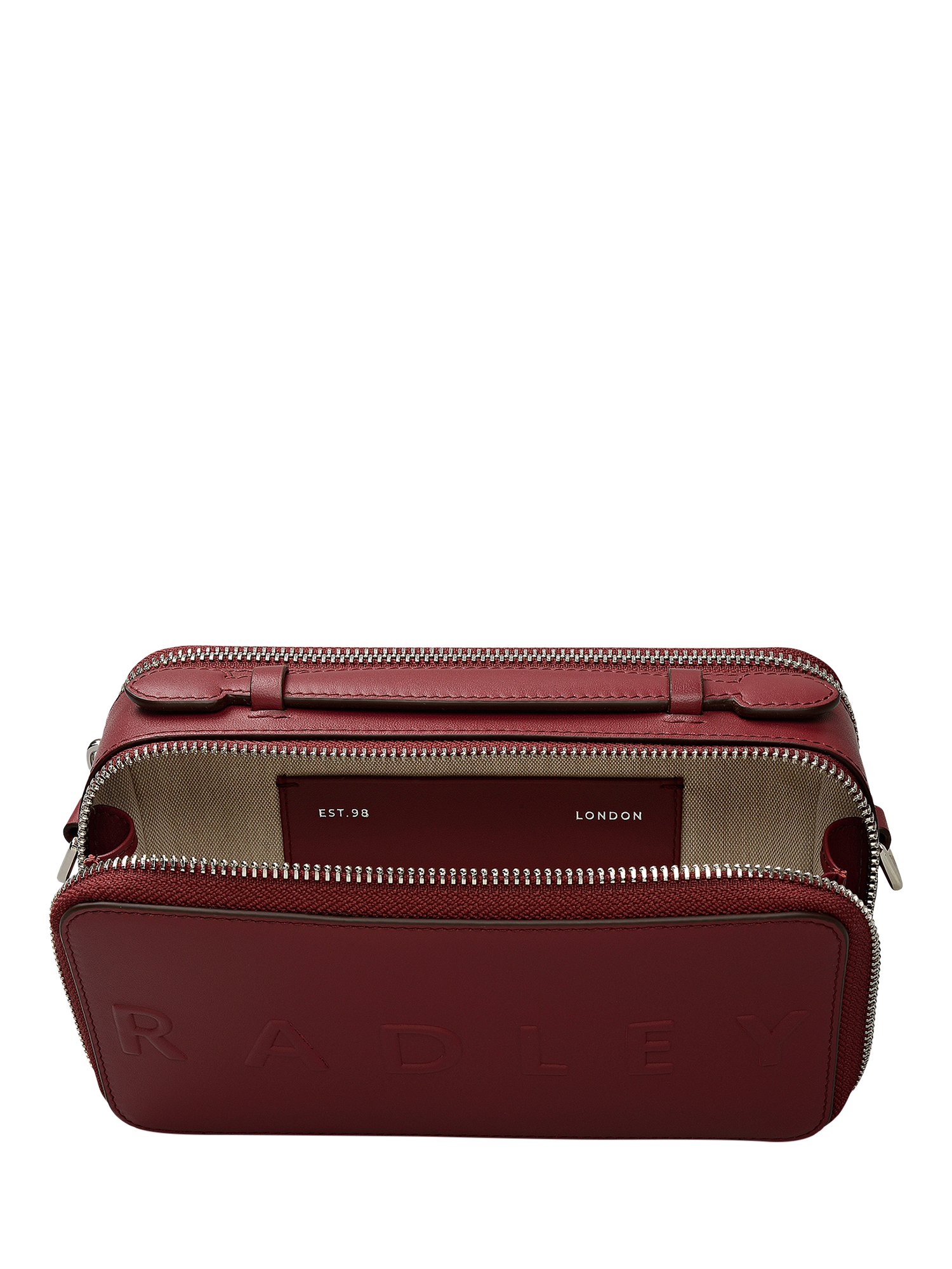 Product image 4 of 6, which shows Radley Calvert Road Leather Mini Camera Bag, Carmine