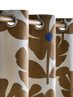Orla Kiely Wildflower Pair Lined Eyelet Curtain, Coffee - view 2, Coffee