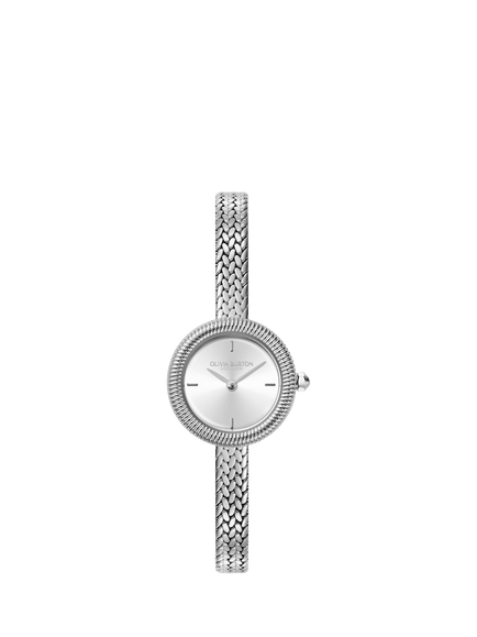 Olivia Burton 24000278 Women's Mesh Strap Watch, Silver