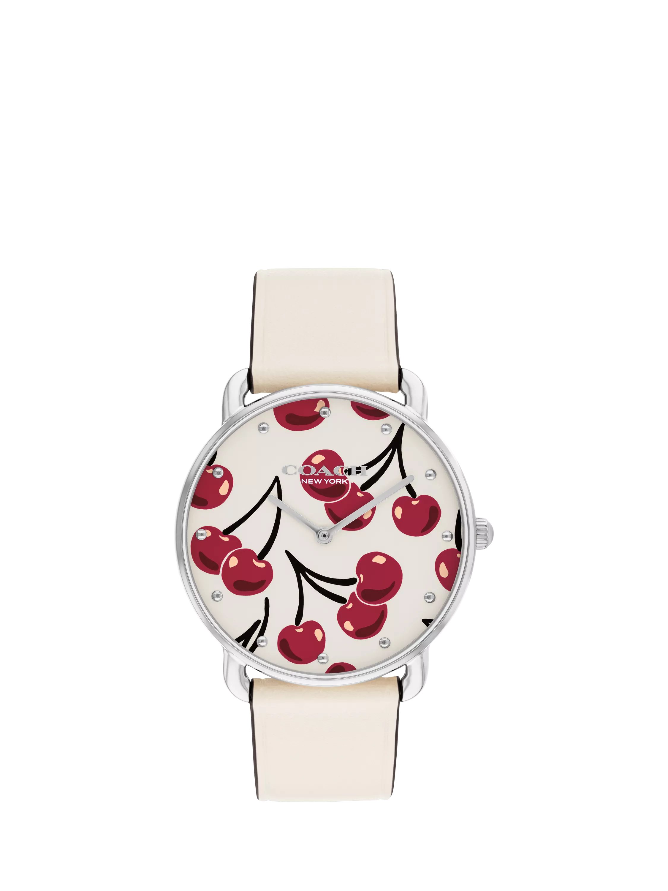 COACH チェス Coach 14504518 Women's Cherry Dial Leather Strap Watch, Cream