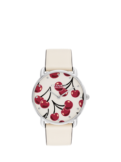 Coach 14504518 Women's Cherry Dial Leather Strap Watch, Cream, Cream