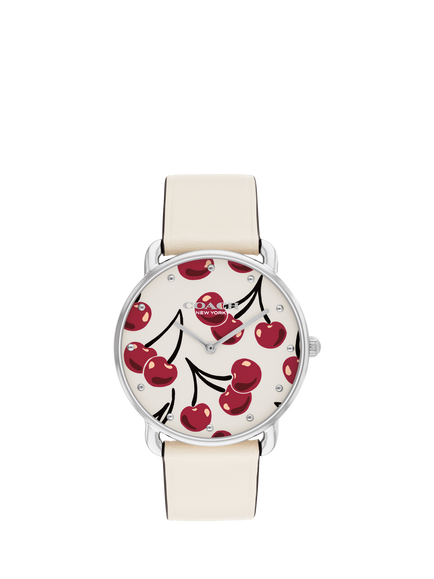 Coach 14504518 Women's Cherry Dial Leather Strap Watch, Cream, Cream
