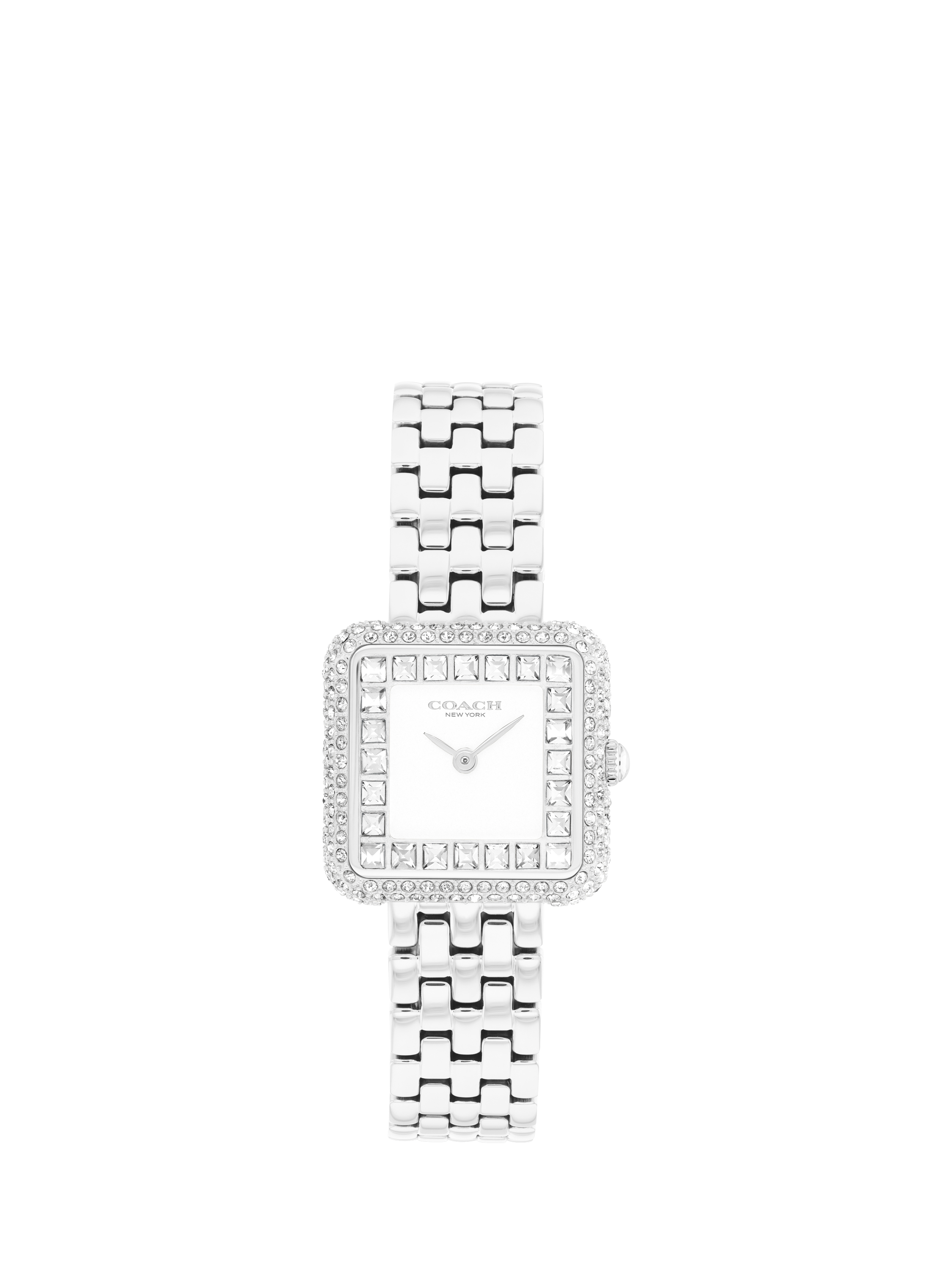 Product image 1 of 4, which shows Coach 14504558 Pave Crystal Bracelet Strap Watch, Silver