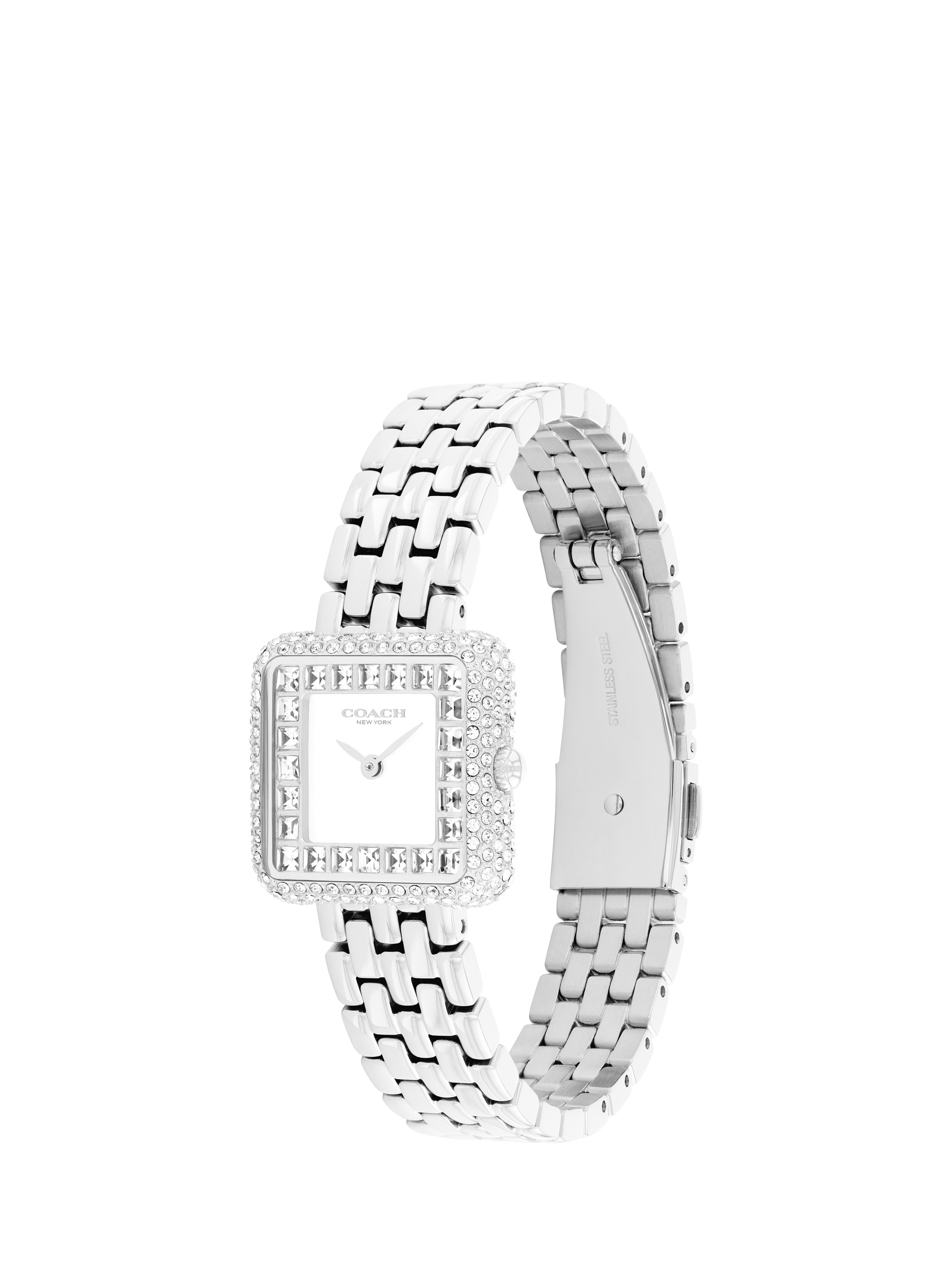 Product image 2 of 4, which shows Coach 14504558 Pave Crystal Bracelet Strap Watch, Silver