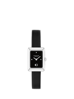 Coach 14504583 Ladies Mara Leather Strap Watch, Black, Black