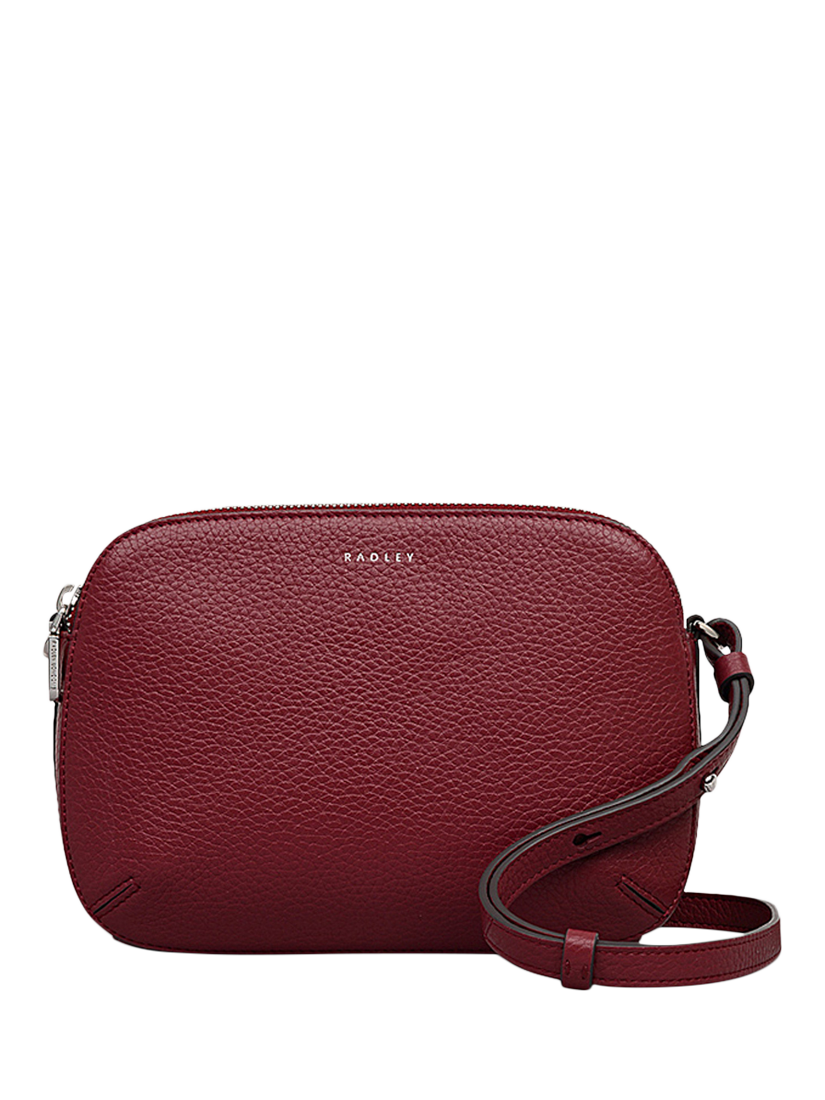 Product image 1 of 6, which shows Radley Dukes Place Leather Medium Zip Top Cross Body Bag, Red