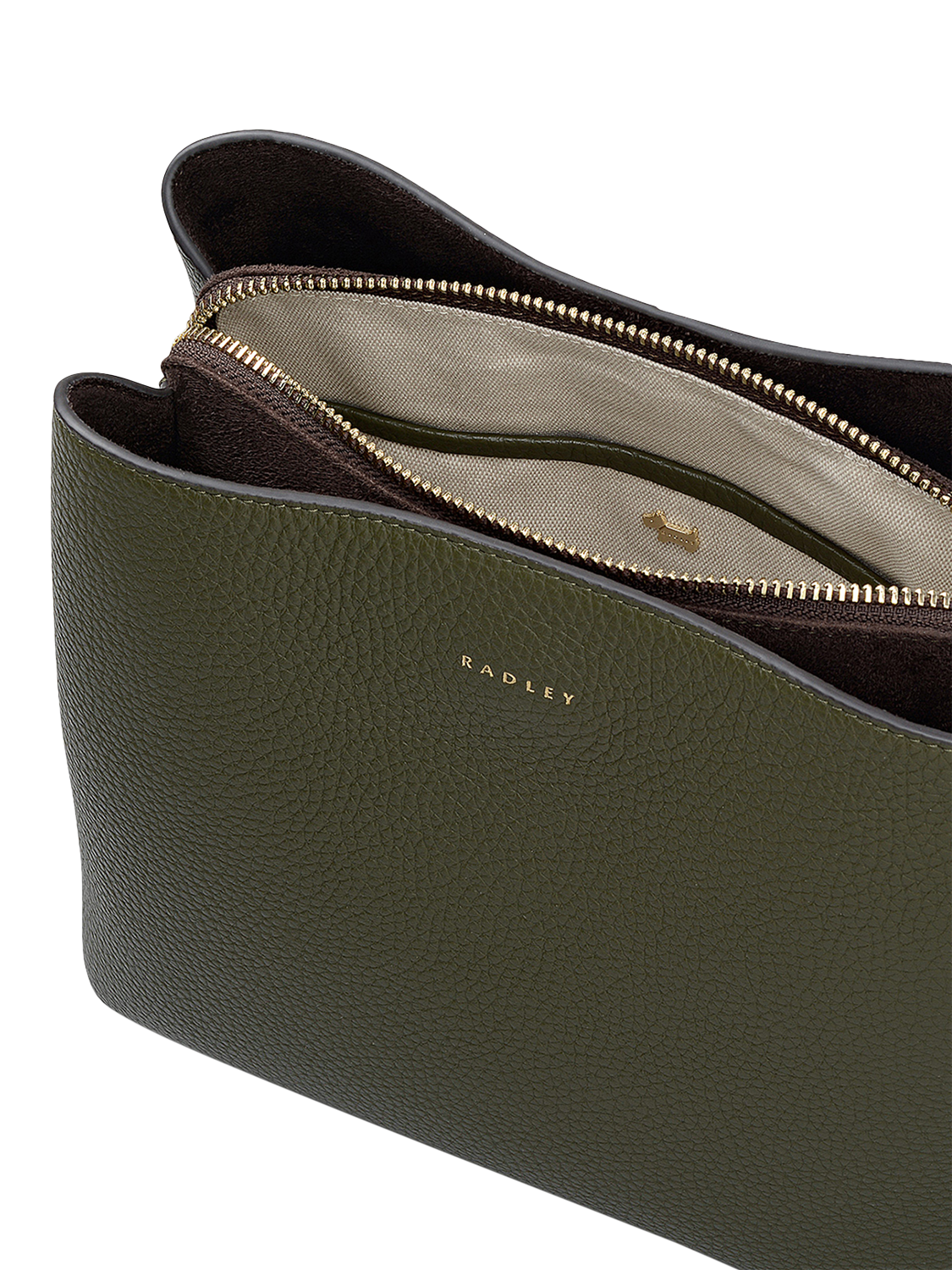 Product image 4 of 6, which shows Radley Dukes Place Leather Medium Compartment Crossbody Bag, Green