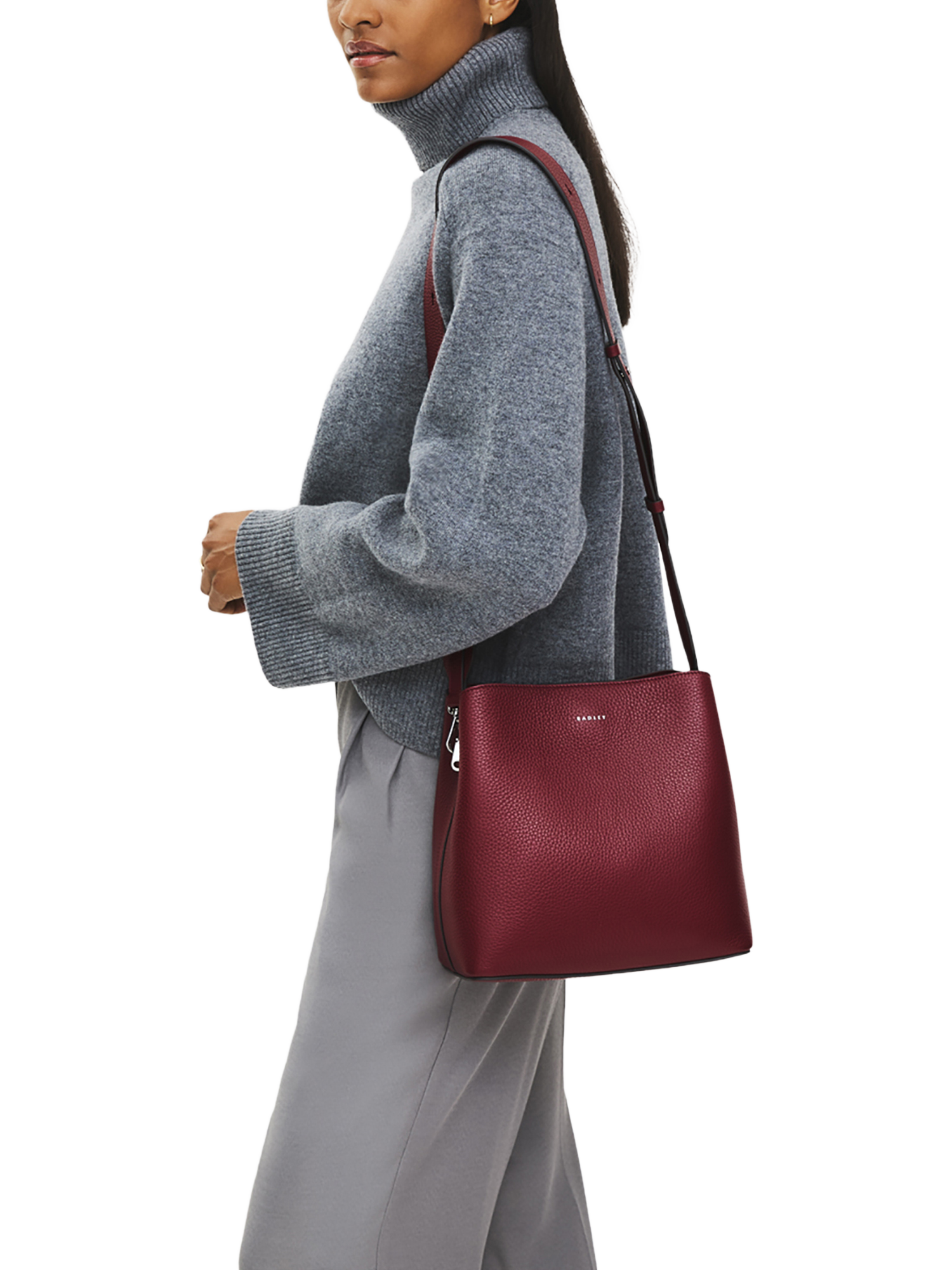 Product image 6 of 6, which shows Radley Dukes Place Leather Medium Compartment Crossbody Bag, Red