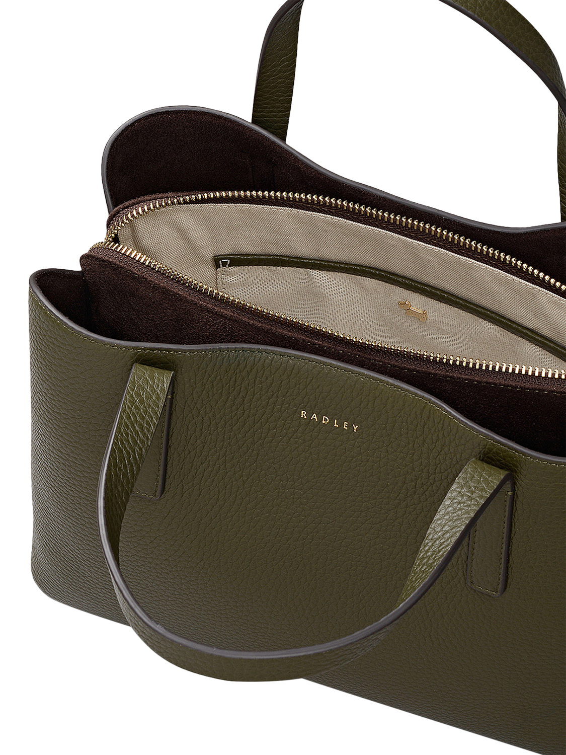 Product image 4 of 7, which shows Radley Dukes Place Leather Medium Grab Bag, Pine Needle