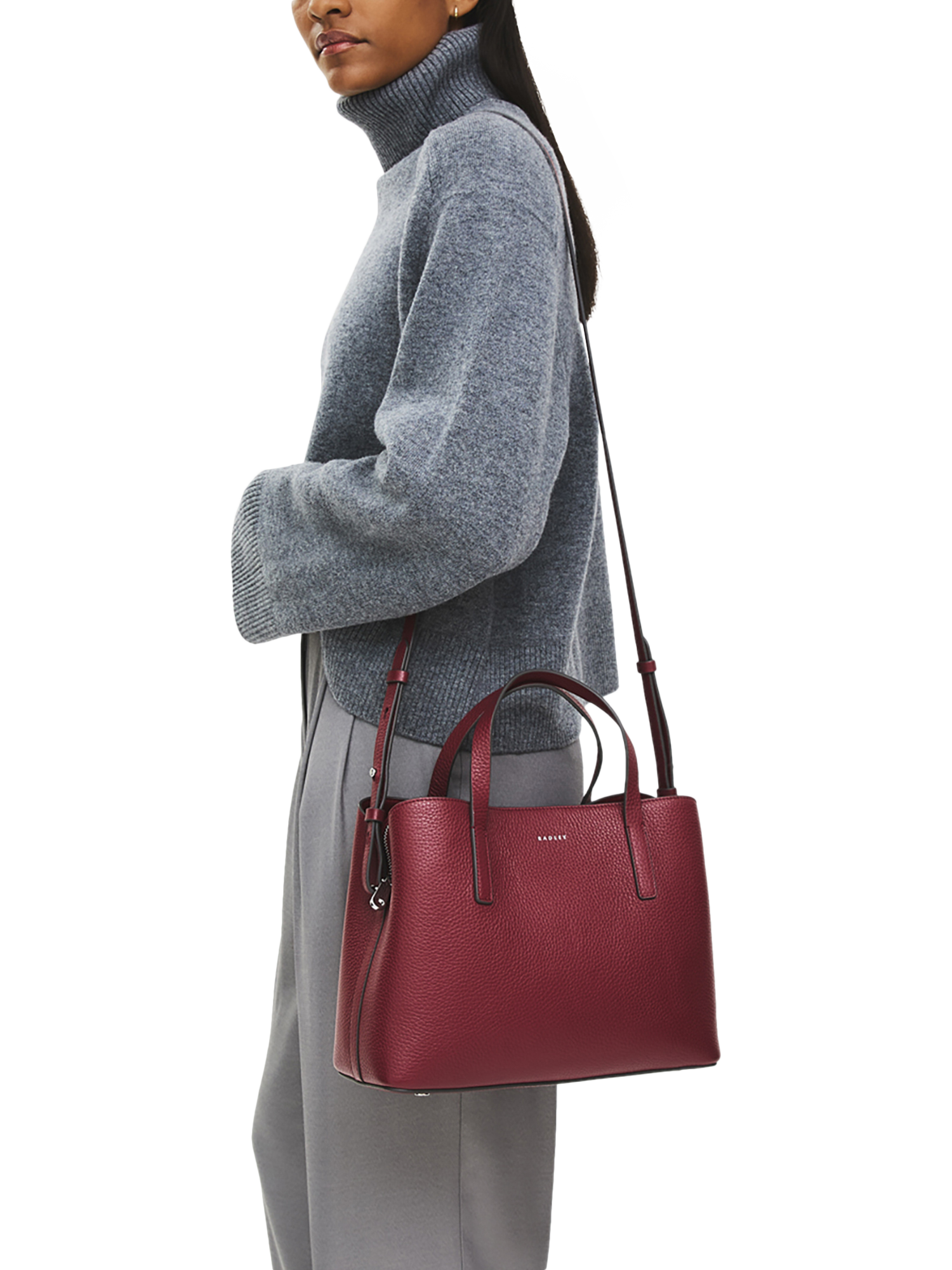 Product image 6 of 7, which shows Radley Dukes Place Leather Medium Grab Bag, Red