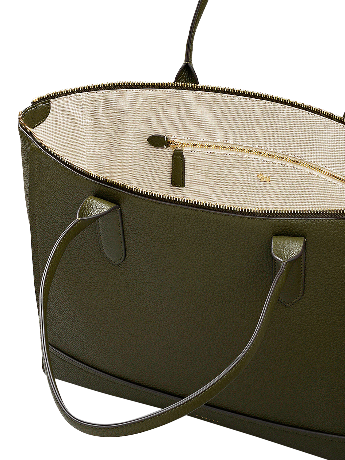 Product image 3 of 5, which shows Radley Oak Street Leather Tote Bag, Pine Needle