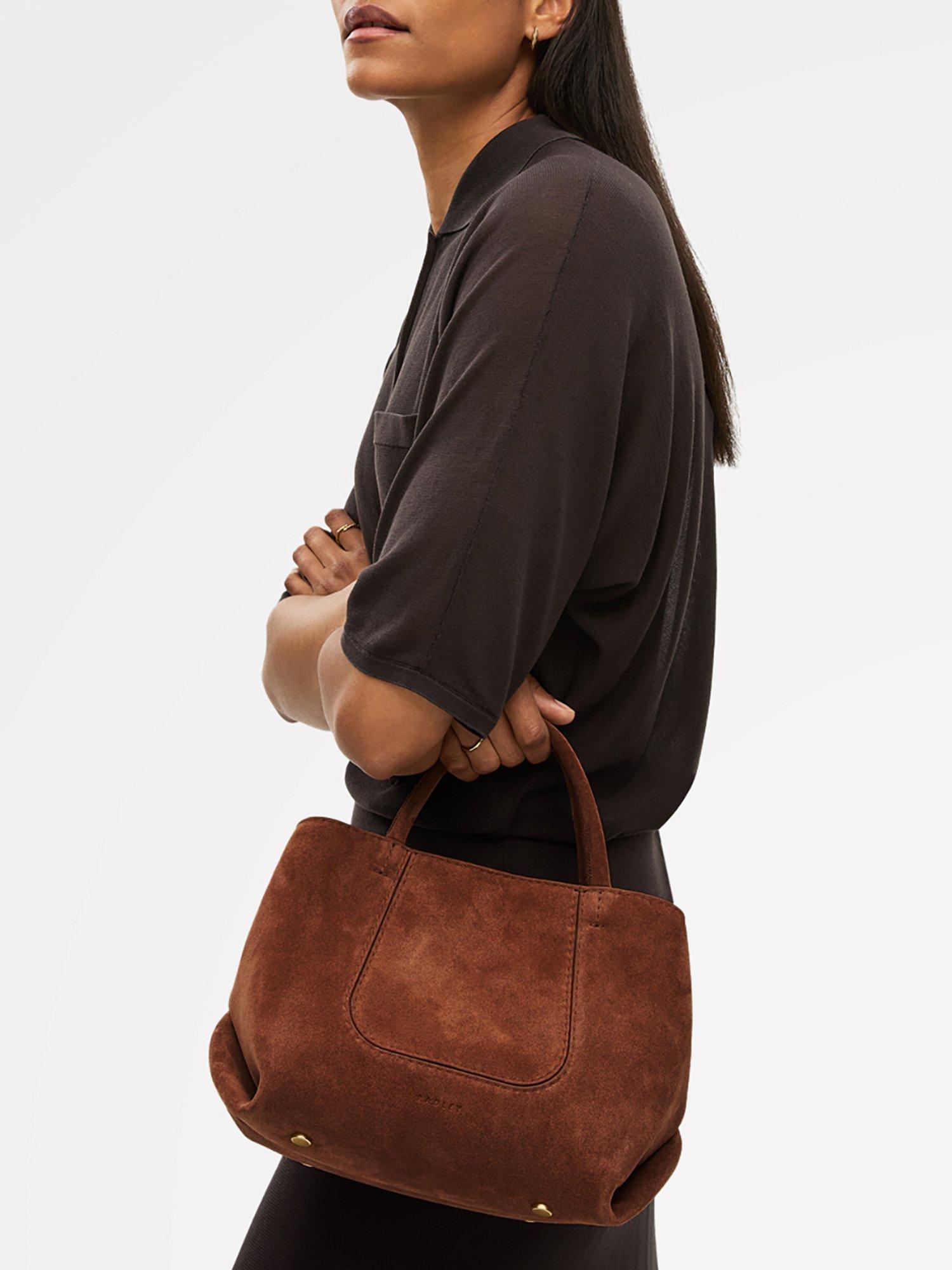 Product image 6 of 6, which shows Radley The Compton Suede Small Grab Bag, Russet