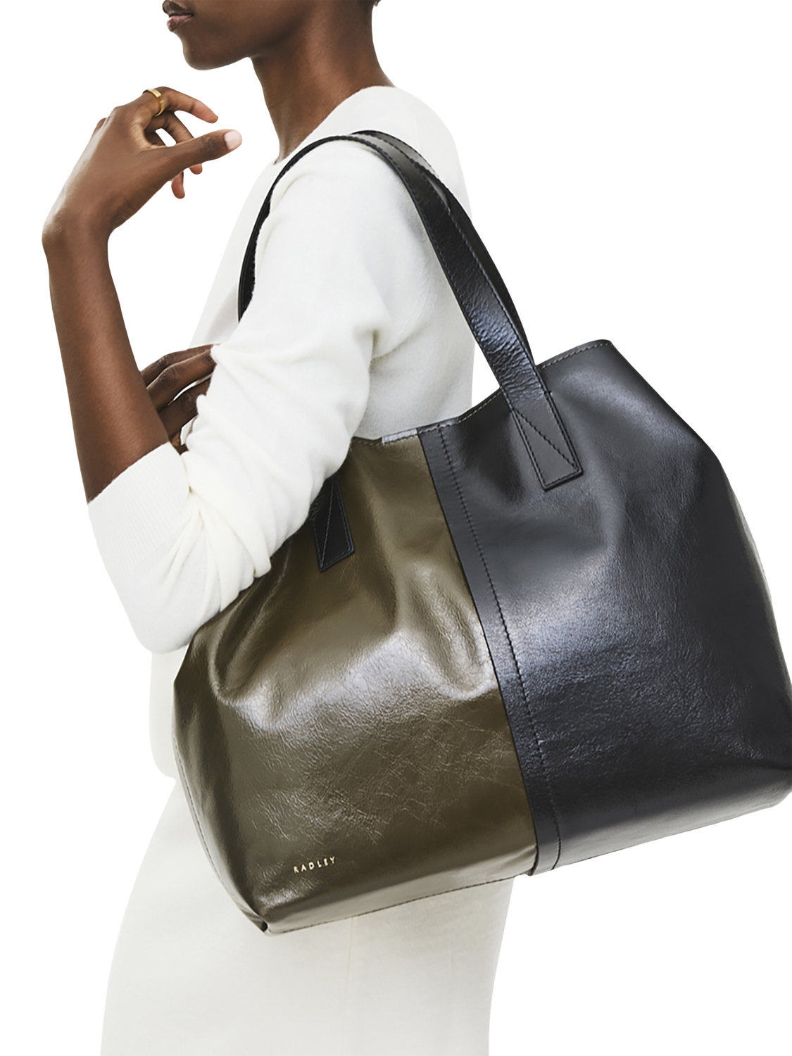 Product image 5 of 6, which shows Radley Broadway Market Oversized Leather Shoulder Bag, Pine Needle