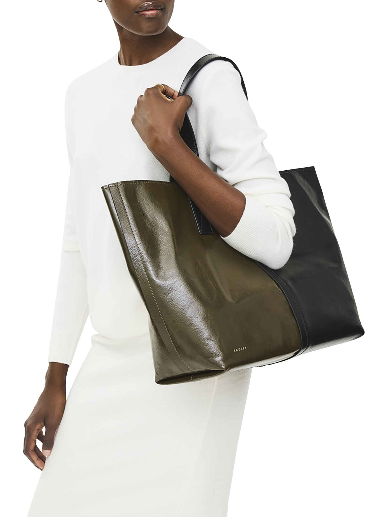 Product image 6 of 6, which shows Radley Broadway Market Oversized Leather Shoulder Bag, Pine Needle