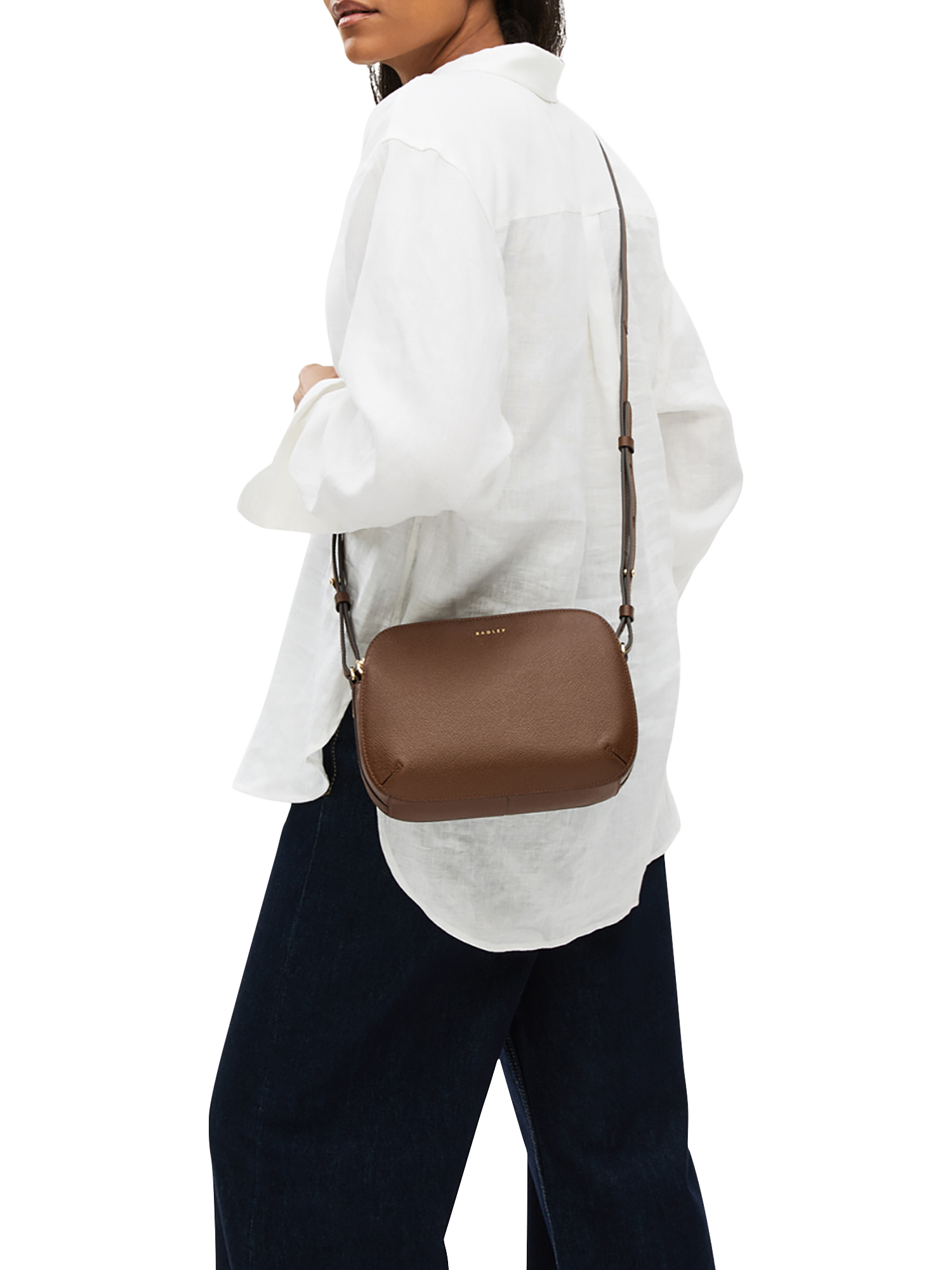 Product image 5 of 5, which shows Dukes Place Texture Medium Zip-Top Crossbody Bag, Brown