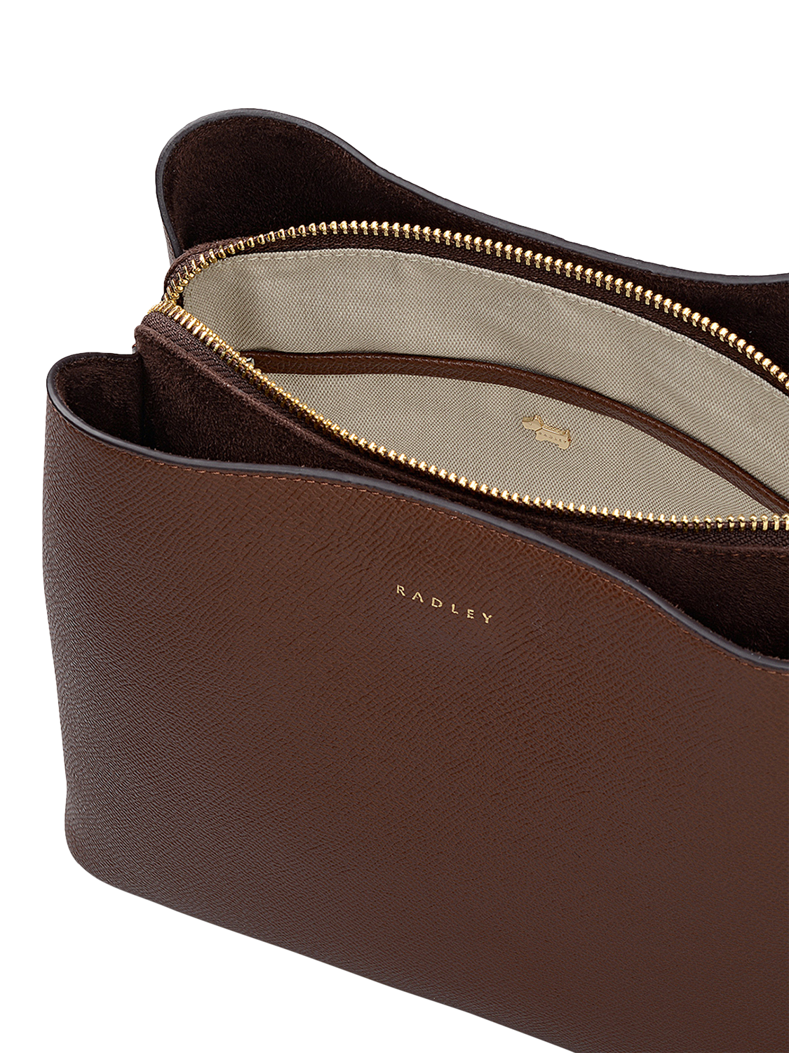 Product image 4 of 6, which shows Radley Dukes Place Leather Medium Compartment Crossbody Bag, Chocolate