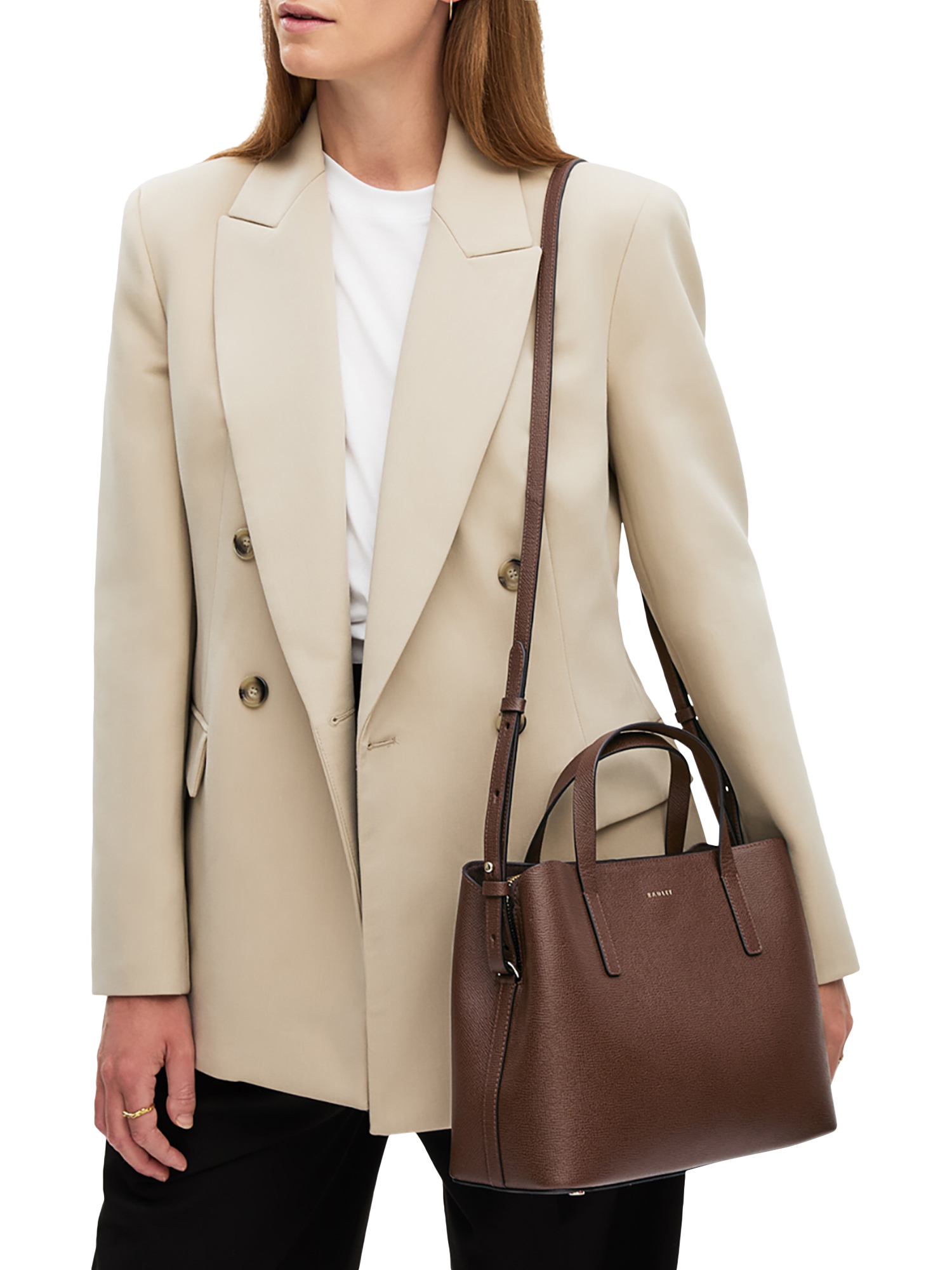 Product image 5 of 6, which shows Radley Dukes Place Textured Medium Zip-Top Grab Bag, Brown