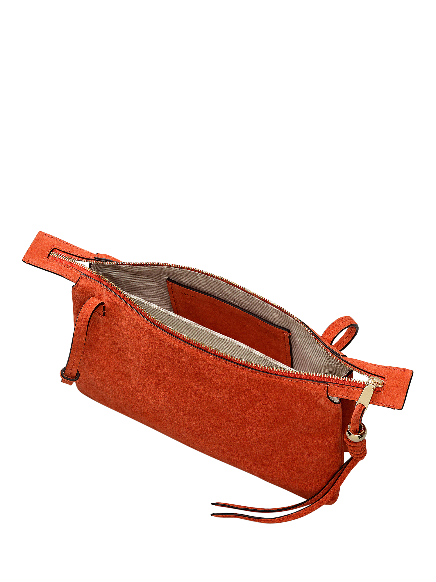 Product image 3 of 6, which shows Radley The Romilly Suede Medium Crossbody Bag, Flame