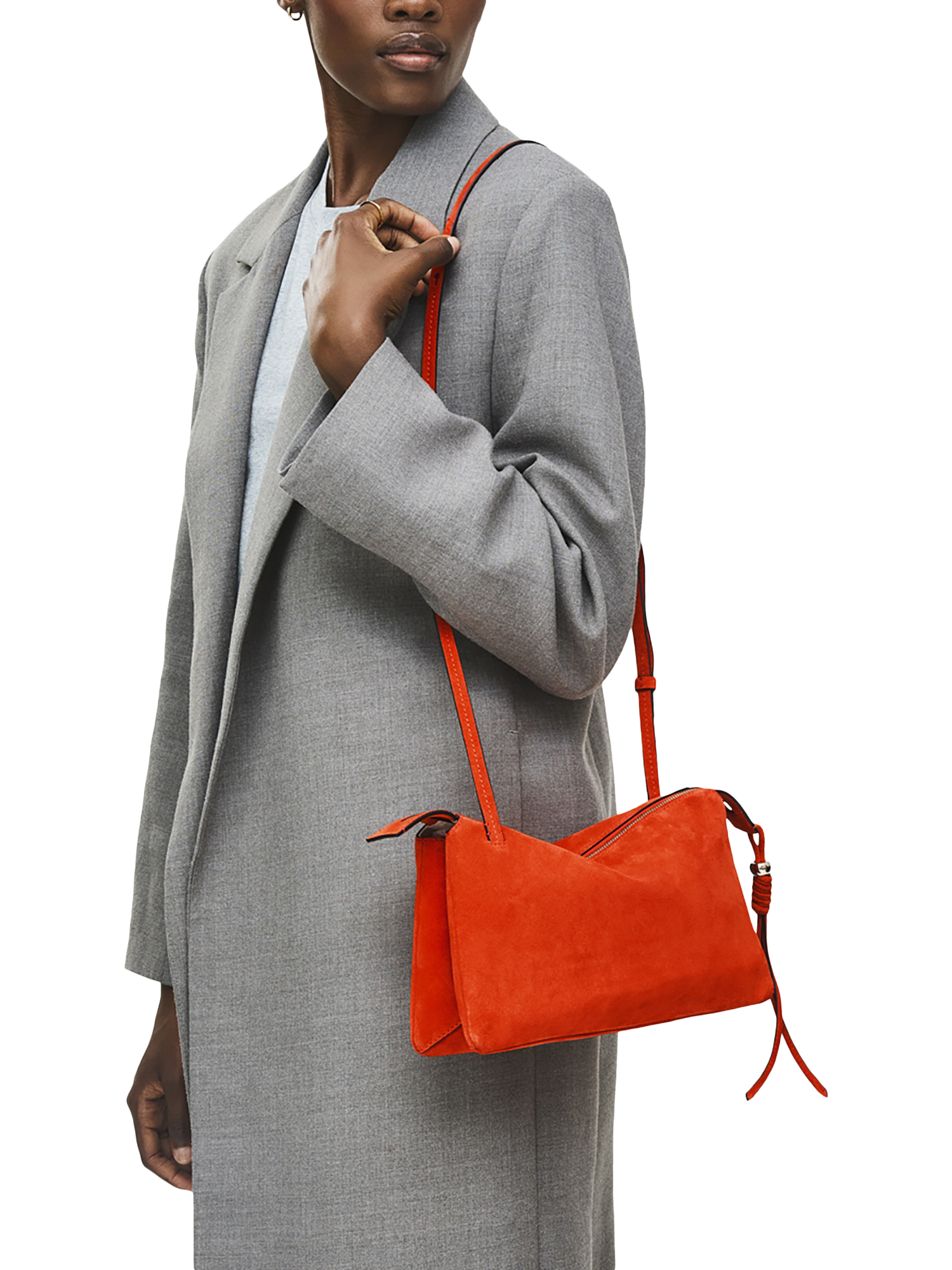 Product image 6 of 6, which shows Radley The Romilly Suede Medium Crossbody Bag, Flame