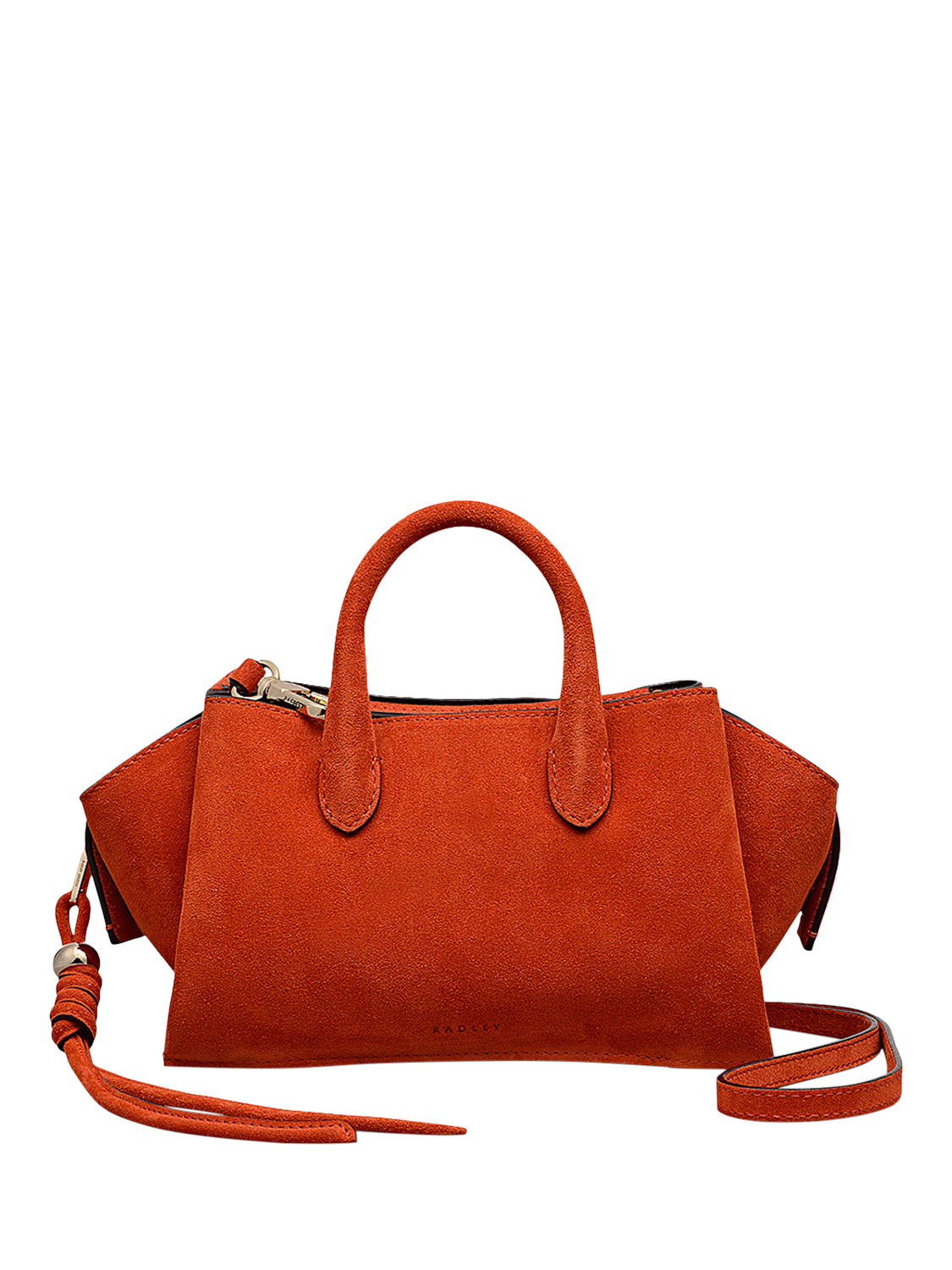 Product image 1 of 6, which shows Radley The Romilly Suede Small Grab Bag, Flame
