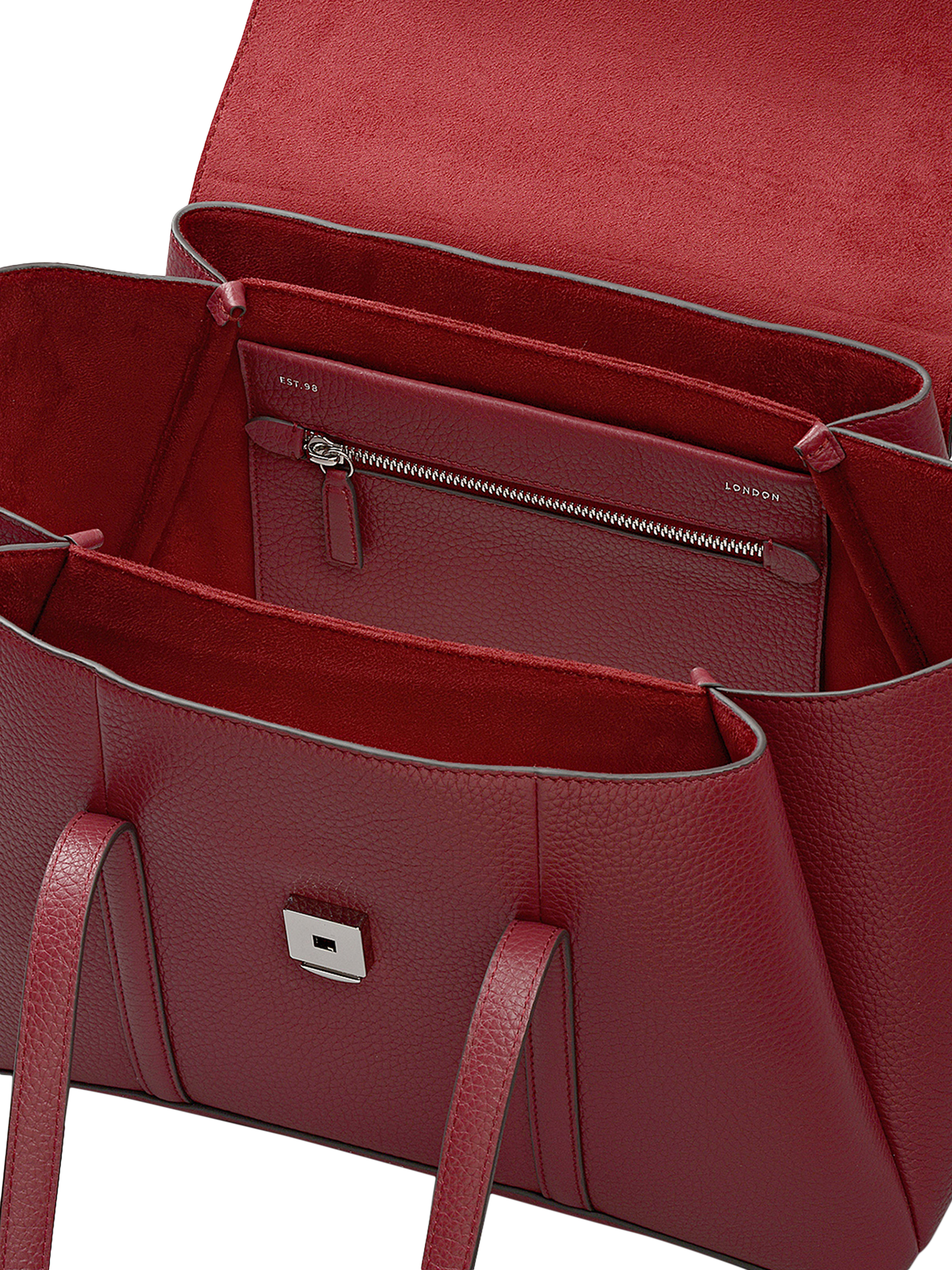 Product image 3 of 8, which shows Radley The Chancery Medium Leather Shoulder Bag, Red