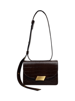 Radley The Belsize Faux Croc Small Shoulder Bag, Dark Brown, Dark Brown
