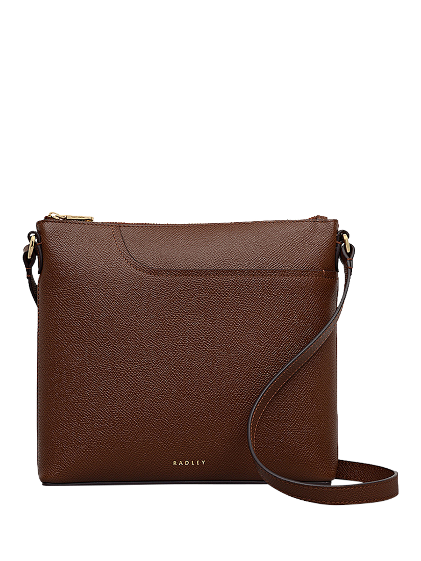Product image 1 of 5, which shows Radley Pockets Textured Small Zip-Top Crossbody Bag, Brown