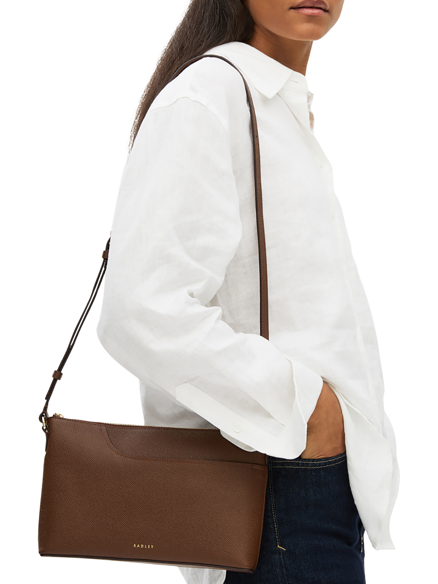 Product image 5 of 5, which shows Radley Pockets Textured Medium Zip-Top Crossbody Bag, Brown