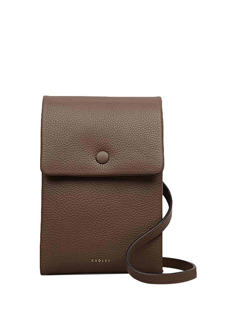 Product image 1 of 11, which shows Radley Mallow Street Leather Phone Cross Body Bag, Coffee