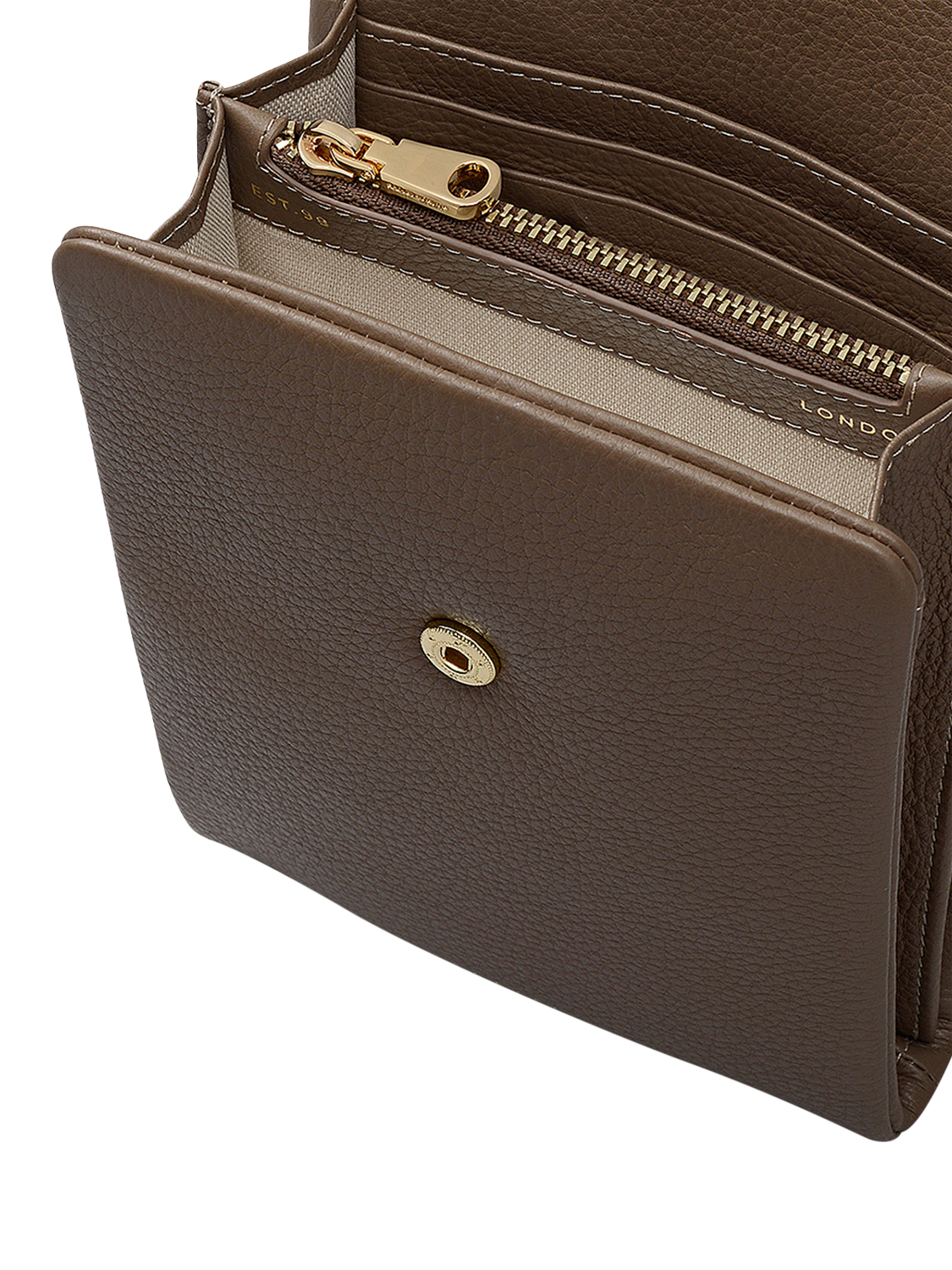 Product image 3 of 11, which shows Radley Mallow Street Leather Phone Cross Body Bag, Coffee