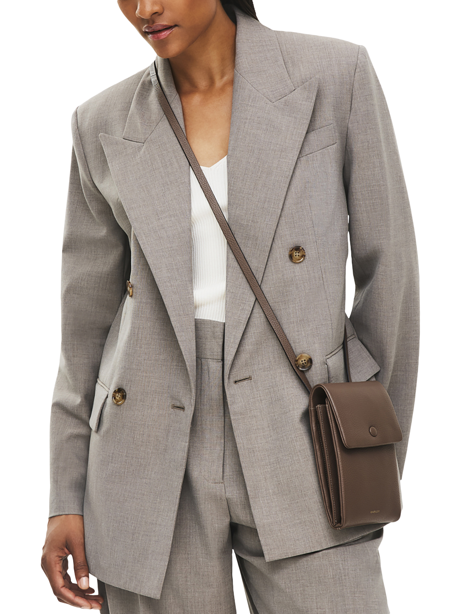 Product image 5 of 11, which shows Radley Mallow Street Leather Phone Cross Body Bag, Coffee