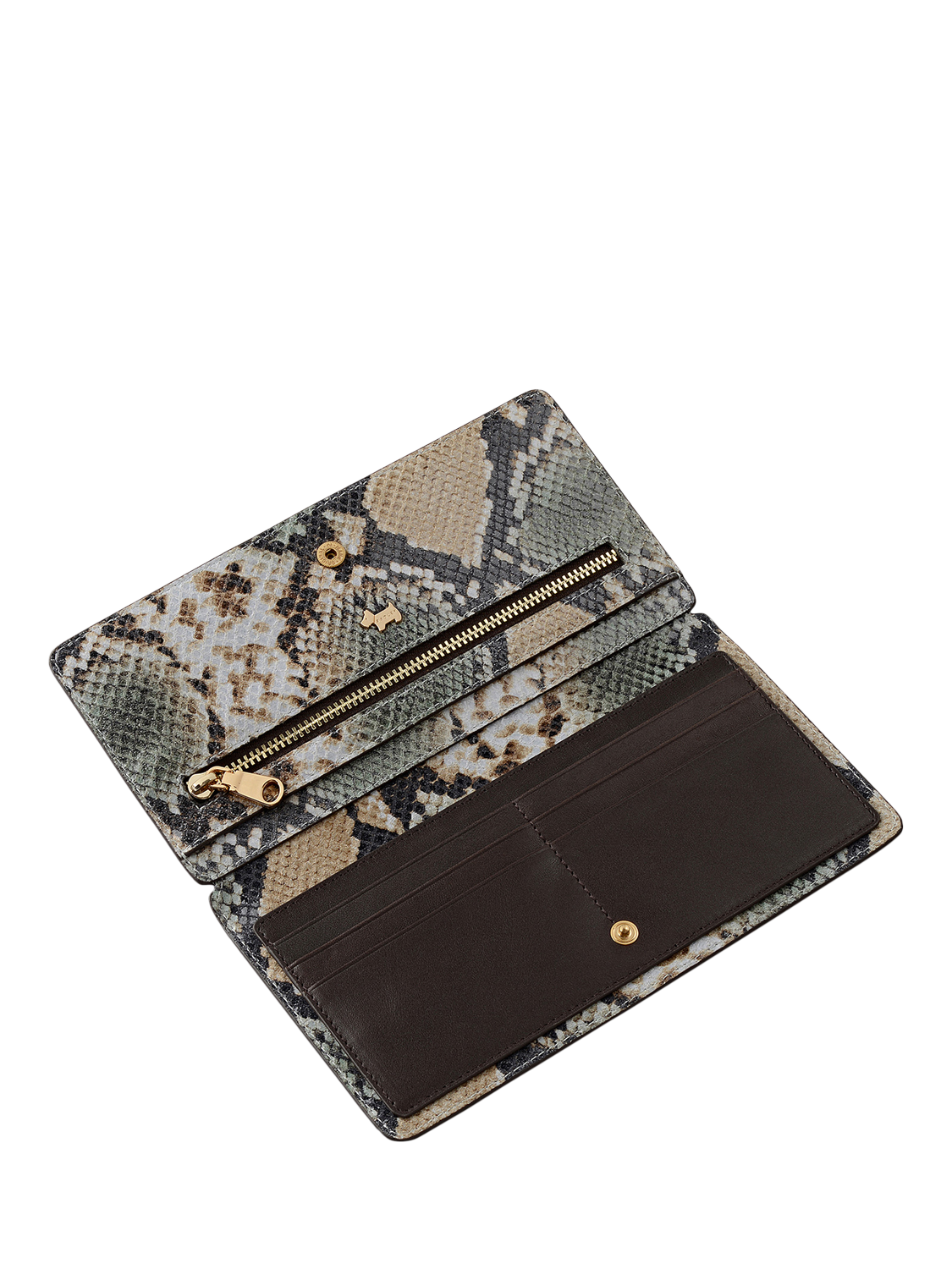 Radley Coin Street Faux Snake Large Bifold Purse, Green/Multi