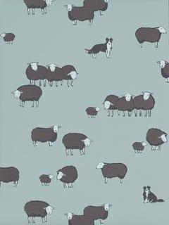 The Little Greene Paint Company Nip & Lassie Wallpaper, Celestial Blue
