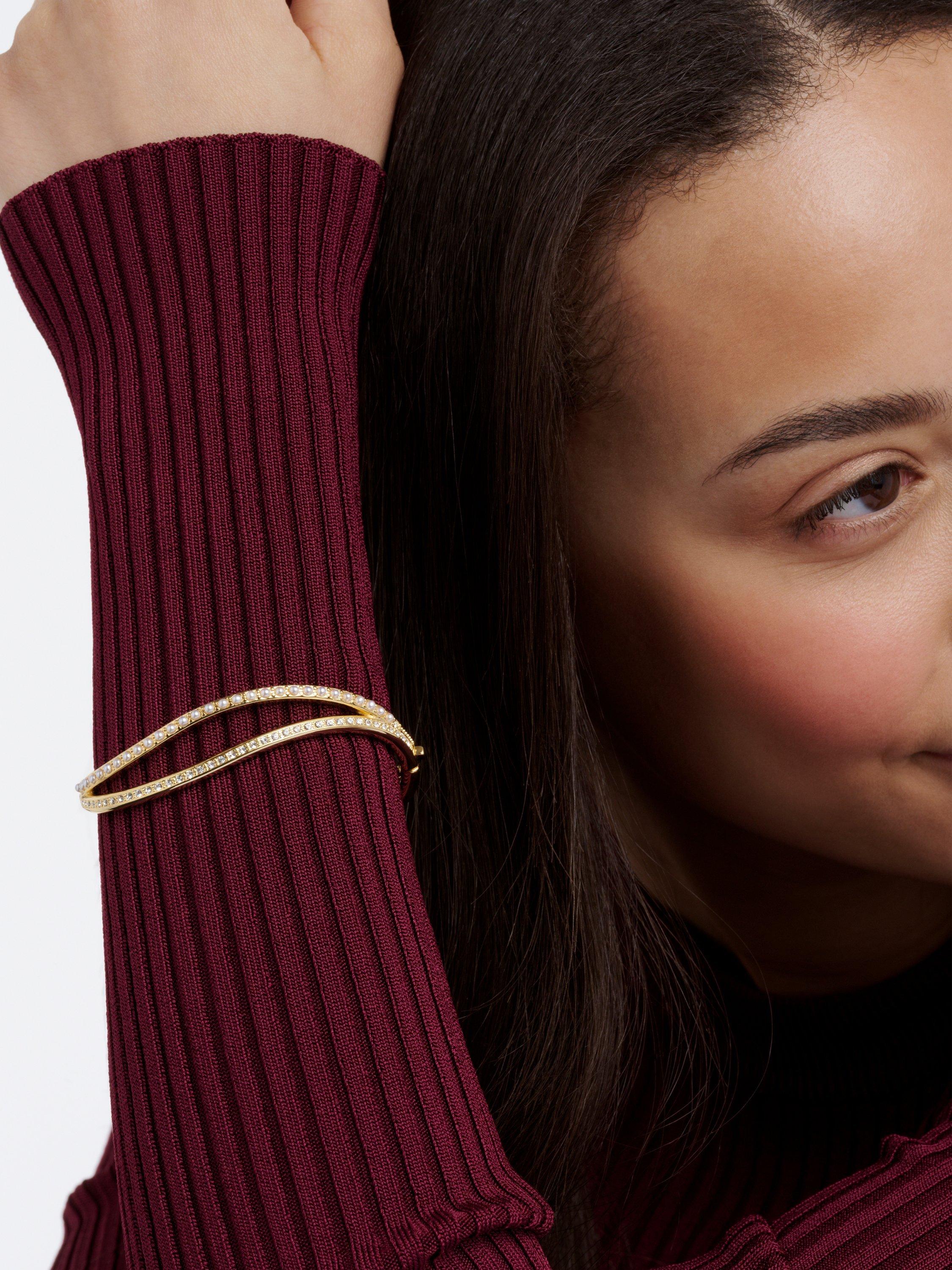 Product image 3 of 5, which shows Ted Baker Wavie Jewelled Wave Hinged Bangle Bracelet, Gold