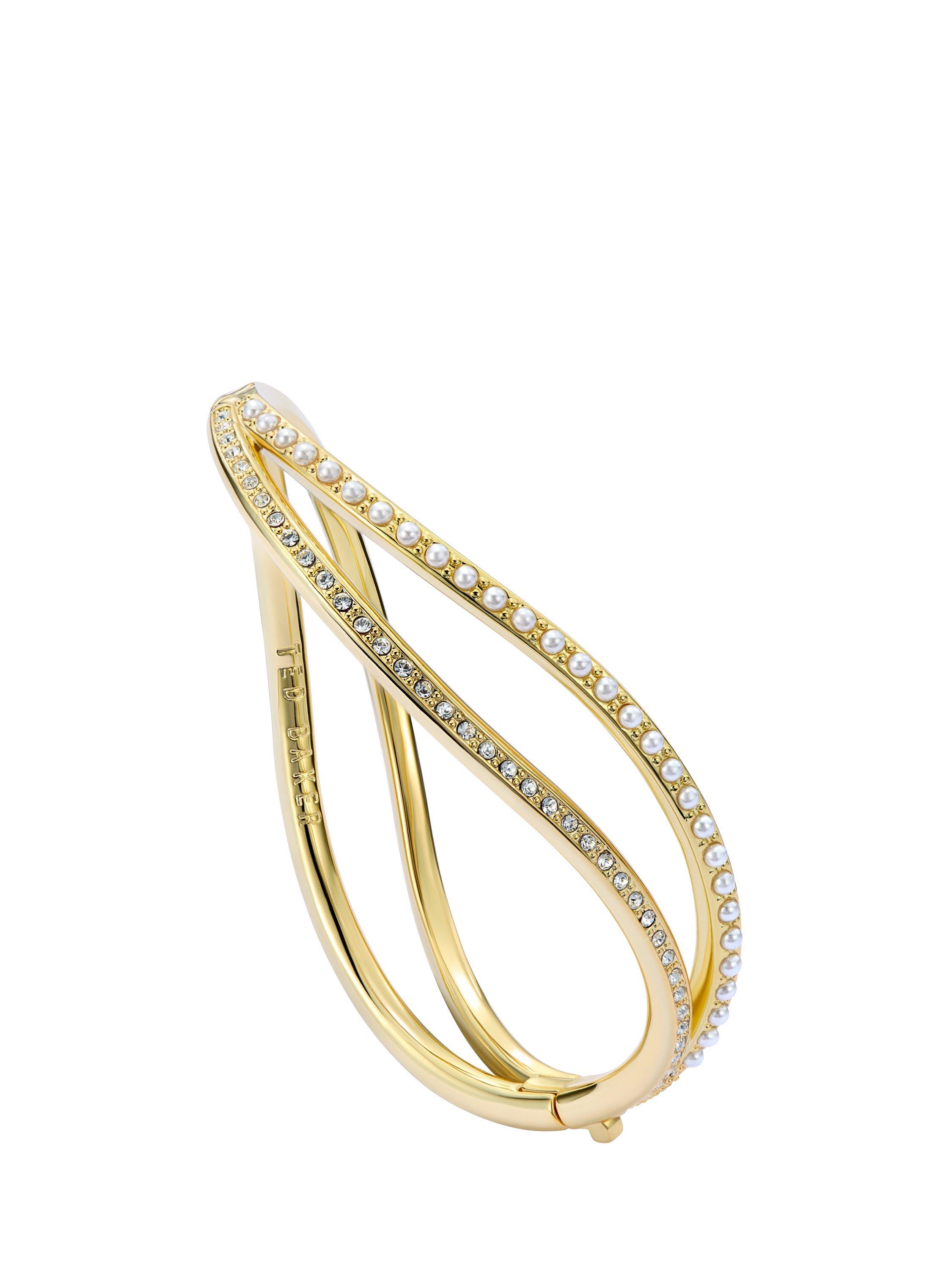 Product image 4 of 5, which shows Ted Baker Wavie Jewelled Wave Hinged Bangle Bracelet, Gold