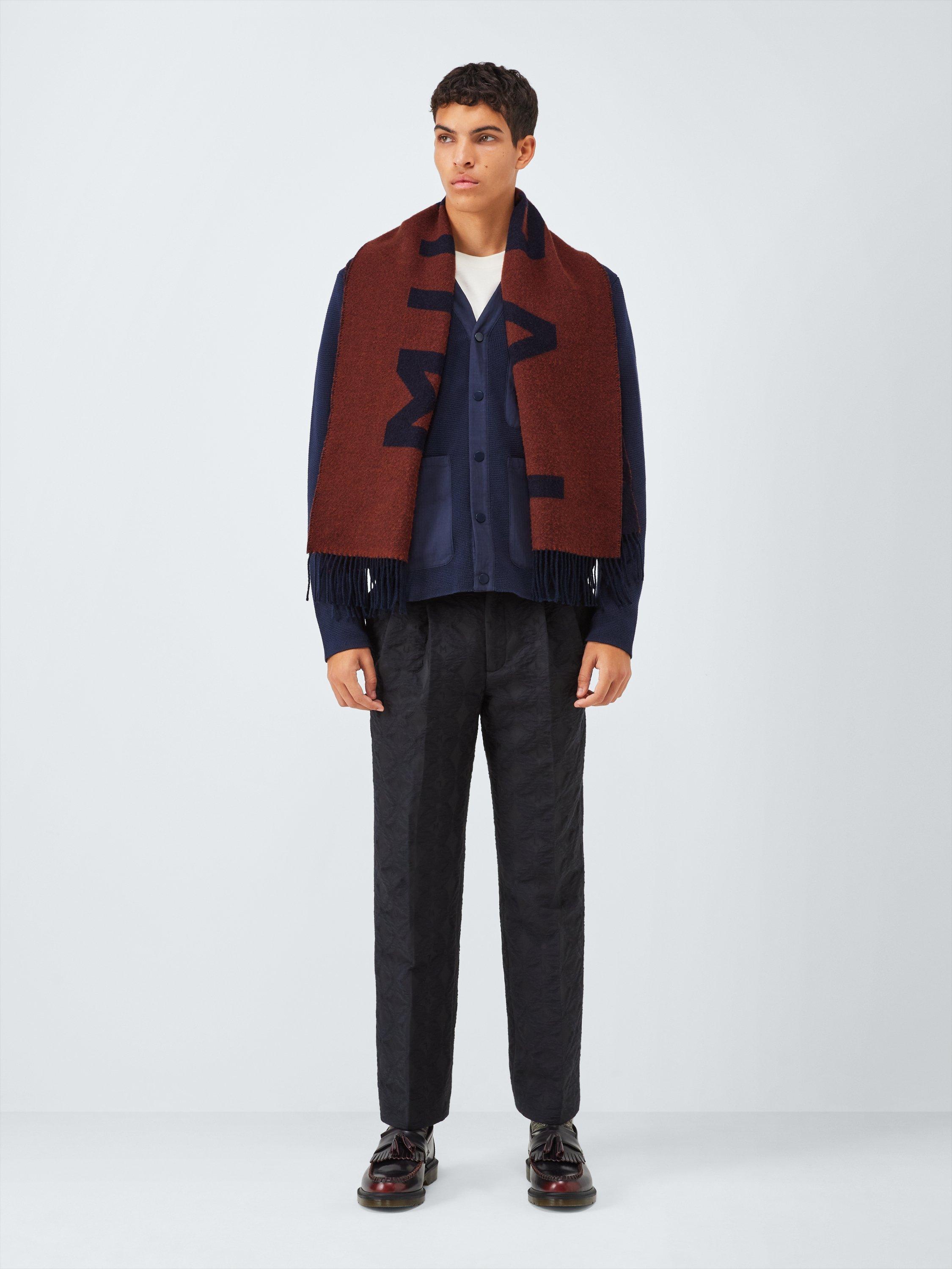 Product image 1 of 5, which shows John Lewis x LABRUM Large Logo Wool Scarf, Navy