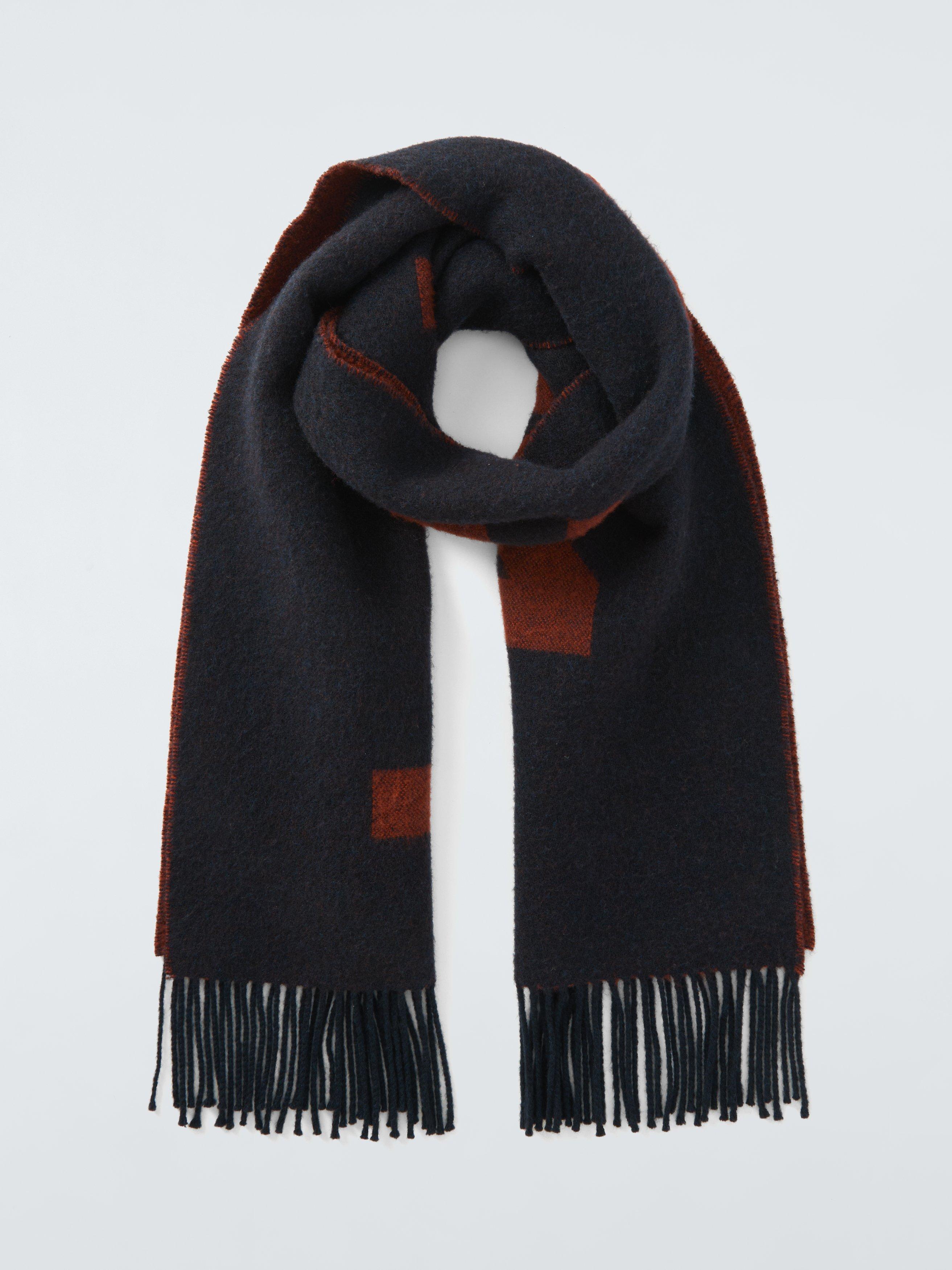 Product image 2 of 5, which shows John Lewis x LABRUM Large Logo Wool Scarf, Navy