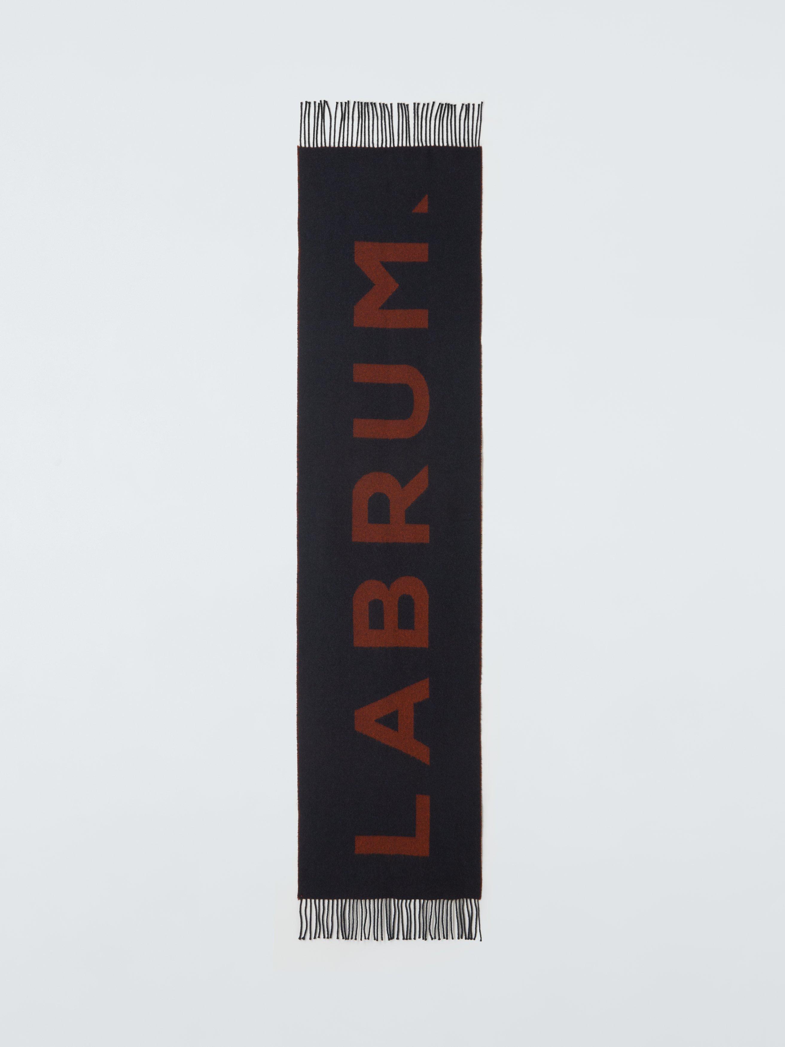 Product image 4 of 5, which shows John Lewis x LABRUM Large Logo Wool Scarf, Navy