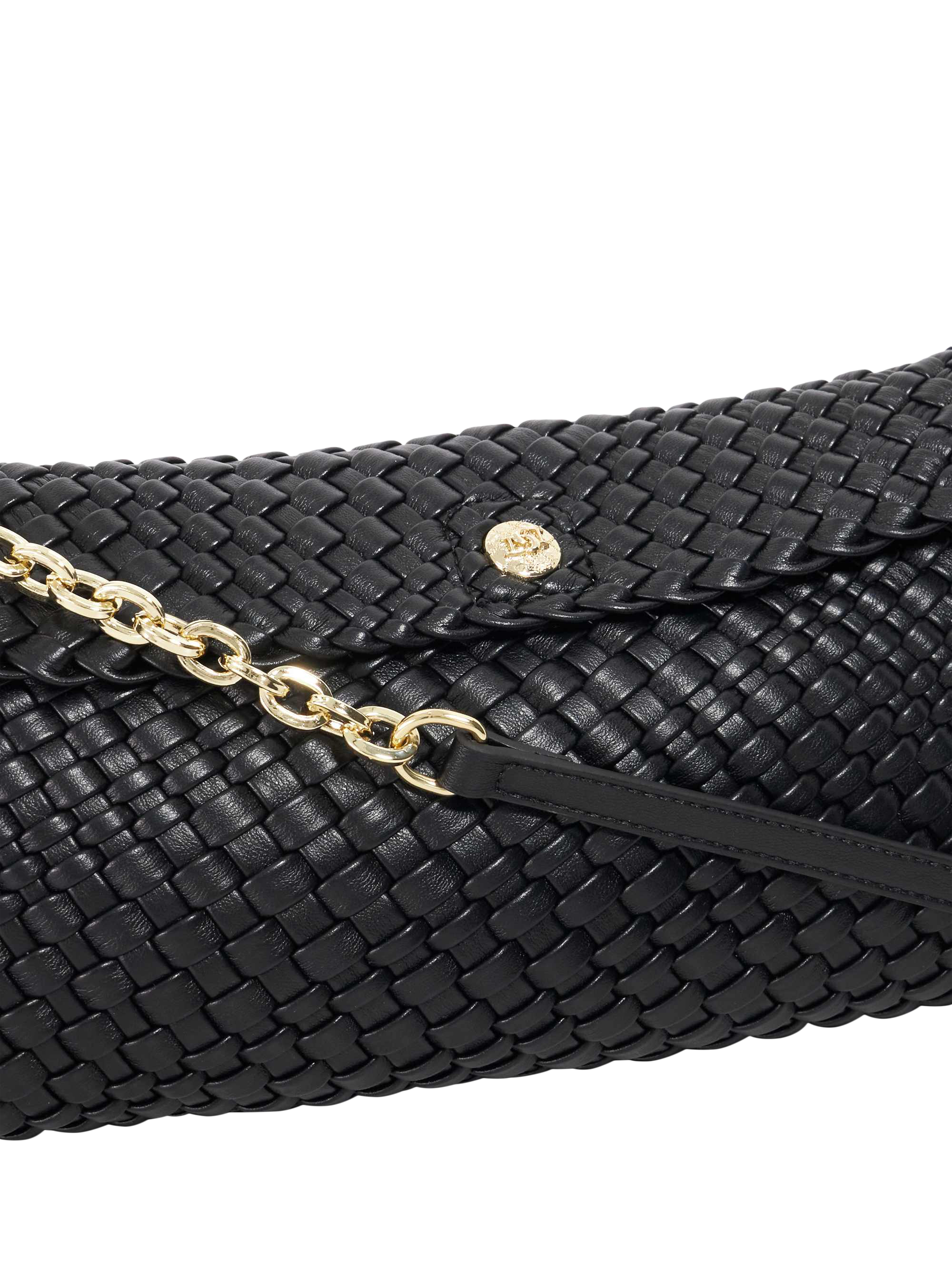 Product image 5 of 5, which shows Dune Encourage Woven Clutch Bag, Black