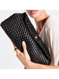 Dune Encourage Woven Clutch Bag - view 2, Black