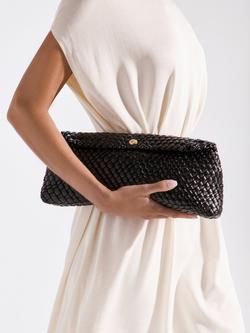 Dune Encourage Woven Clutch Bag, Black