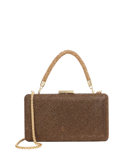 Dune London Beaut Diamante Handle Clutch Bag, Bronze, Bronze
