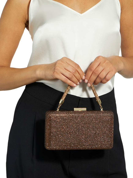 Dune London Beaut Diamante Handle Clutch Bag, Bronze - view 2, Bronze