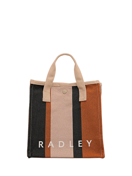 Radley Striped Canvas Boxy Grab Bag, Snow, Snow