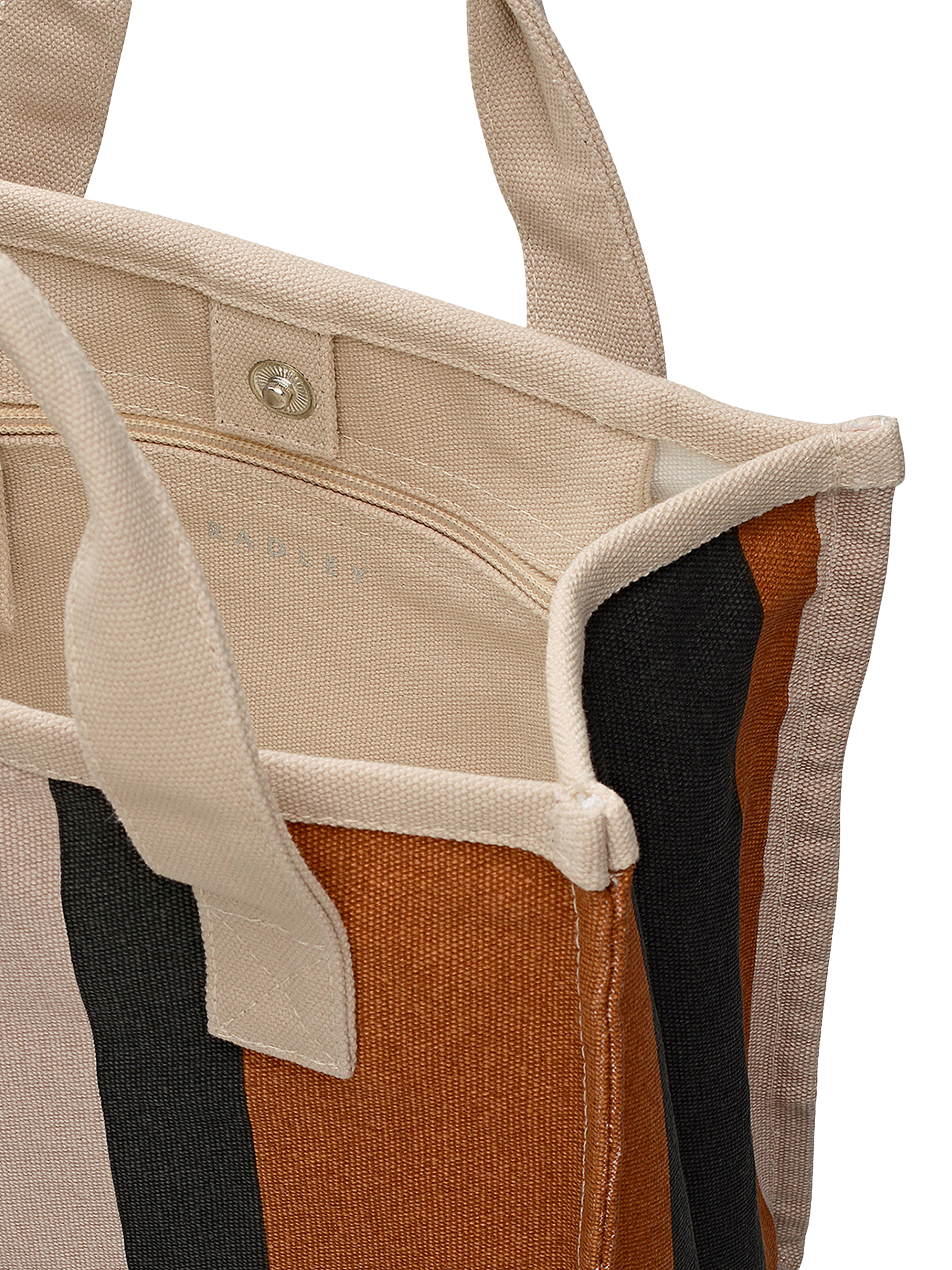 Product image 3 of 4, which shows Radley Striped Canvas Boxy Grab Bag, Snow