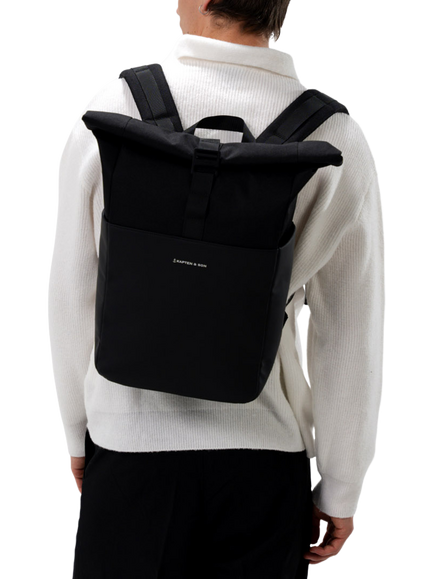 Kapten & Son Lund Basic Water Repellent Backpack, Green + Light Beige - view 2, Black