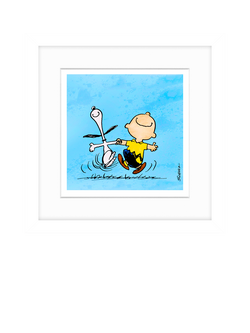 John Lewis Peanuts 'Snoopy & Charlie Brown' Framed Print, 22 x 22cm, Blue, Multi