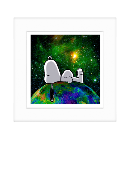 John Lewis Peanuts 'Snoopy on Top of The World' Framed Print, 22 x 22cm, Multi