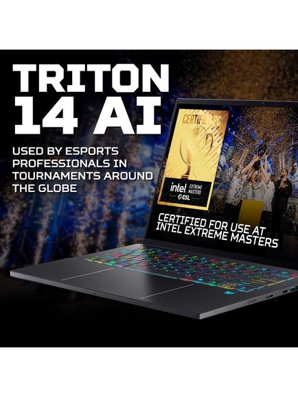Acer Predator Triton 14 AI Gaming Laptop, Intel Core Ultra 9 Processor, 32GB RAM, 2TB SSD, RTX 5070, 14.5” 2.8K OLED Touchscreen, Black - view 2, Black