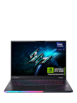 Acer Predator Helios 18 AI Gaming Laptop, Intel Core Ultra 9 Processor, 32GB RAM, 1TB SSD, RTX 5080, 18” WQXGA, Black, Black